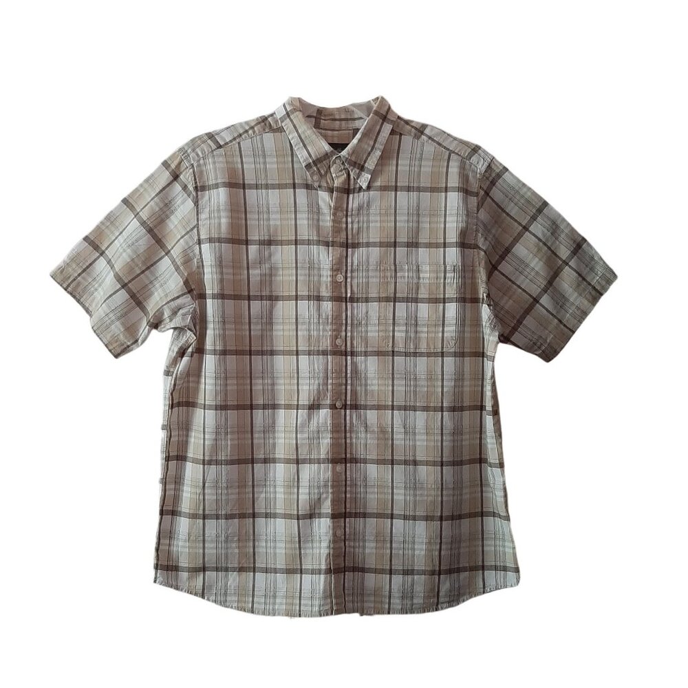 Men Eddie Bauer Khaki Button Shirt- Size L